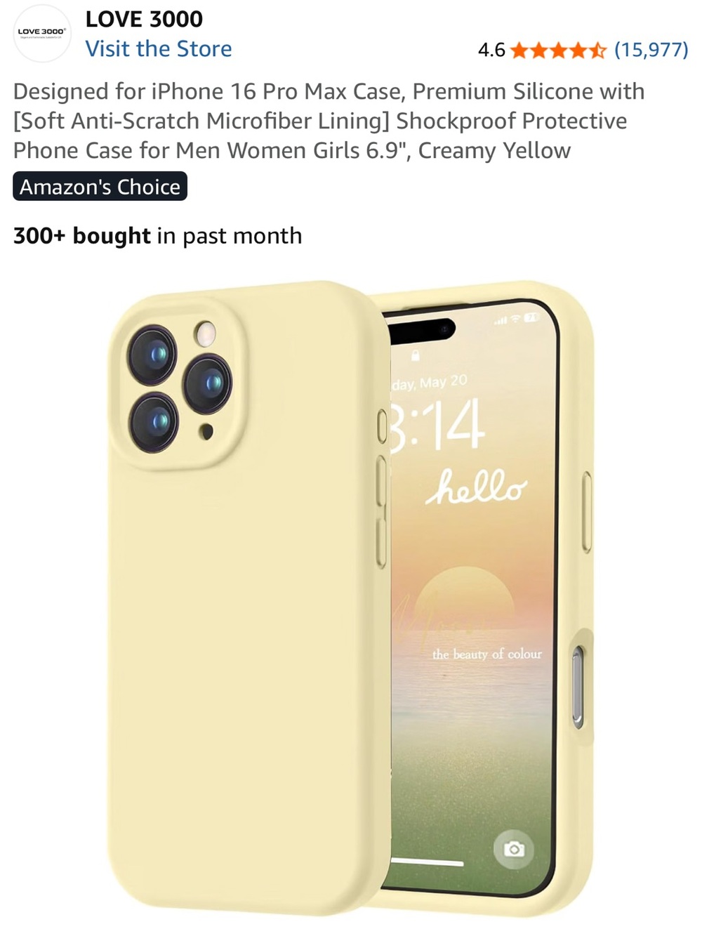 Creamy Yellow Silicone Case for iPhone 16 Pro Max